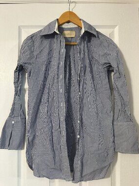Classic Six Navy Pinstripe Button Down